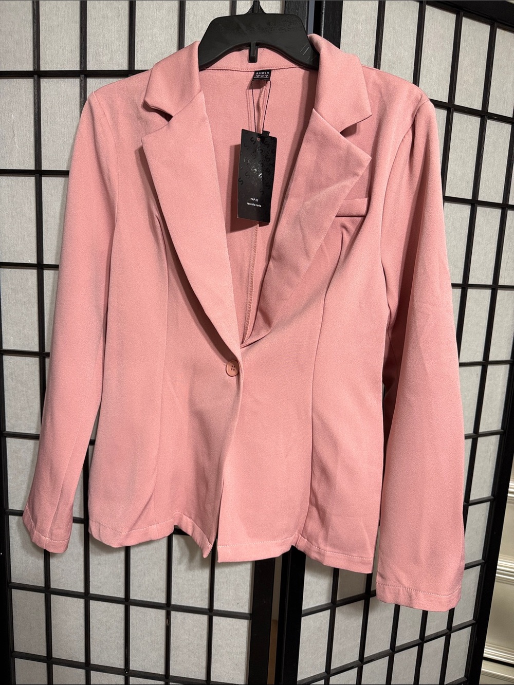 SHEIN Pink Single-Button Notch-Lapel Blazer